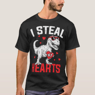 I Steal 67 Hearts Funny Six Seven Valentine Dinosa T-Shirt