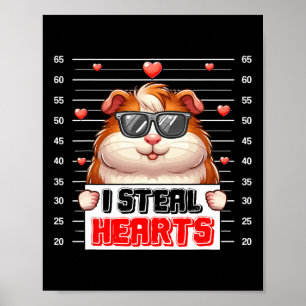 I Steal Cute Hearts Valentine Guinea Pig Sungles H Poster