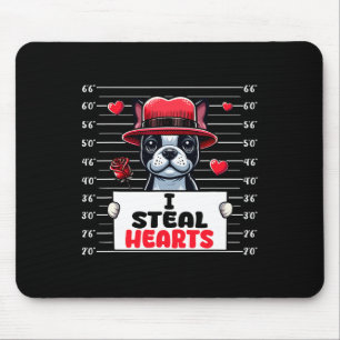 I Steal Cute Hearts Valentine's Day Boston Terrier Mouse Pad