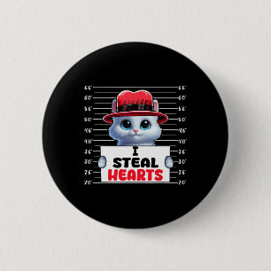 I Steal Cute Hearts Valentine's Day Cat Owner Fami 6 Cm Round Badge