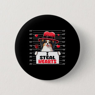 I Steal Cute Hearts Valentine's Day Papillon Dog O 6 Cm Round Badge