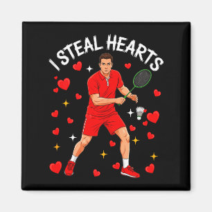I Steal Cute Hearts Valentines Day Playing Badmint Magnet