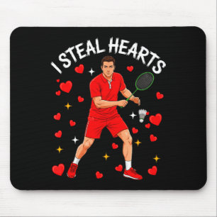 I Steal Cute Hearts Valentines Day Playing Badmint Mouse Pad