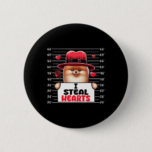 I Steal Cute Hearts Valentine's Day Pomeranian Own 6 Cm Round Badge