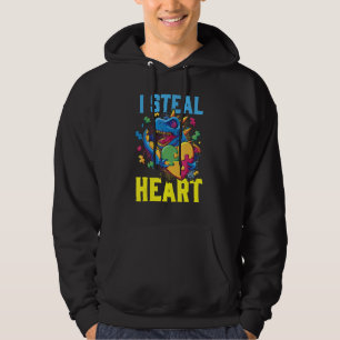 I Steal Heart Dinosaur Autism Awareness Hoodie