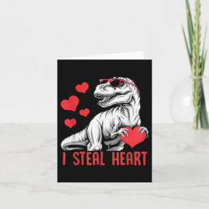 I Steal Heart T-rex Dinosaur Valentine Kids Boys  Card