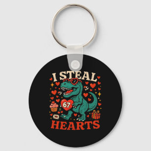 I Steal Hearts 67 Funny Valentine T-rex Dinosaur M Key Ring
