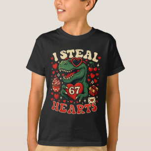 I Steal Hearts 67 Funny Valentine T-rex Dinosaur M T-Shirt