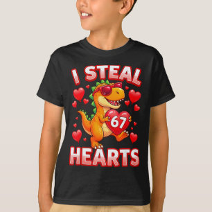 I Steal Hearts 67 Trex Kids Valentines Meme Six Se T-Shirt