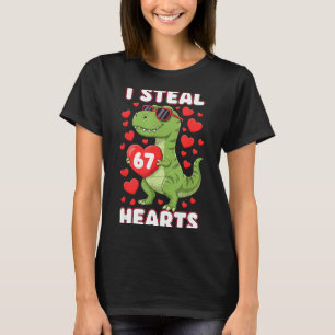 I Steal Hearts 67 Trex Kids Valentines Meme Six Se T-Shirt