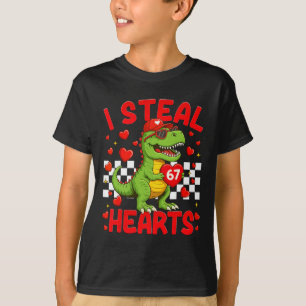 I Steal Hearts 67 Valentine’s Day 67 Dinosaur T-re T-Shirt