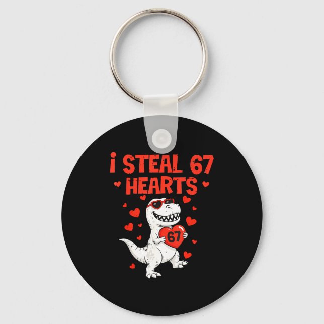 I Steal Hearts 67 Valentine’s Day 6 7 Meme Heart M Key Ring (Front)