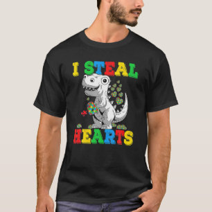 I Steal Hearts Autism Awareness Dinosaur T-Shirt