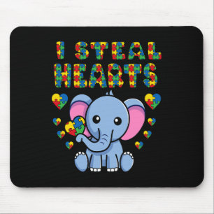 I Steal Hearts Autism Awareness Elephant Puzzle Pi Mouse Pad