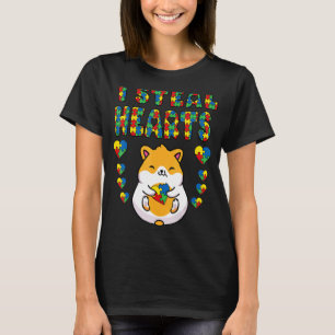 I Steal Hearts Autism Awareness Hamster Puzzle Pie T-Shirt