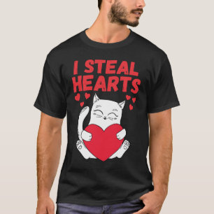 I Steal Hearts Cat lovely Cute Baby Boy Valentines T-Shirt