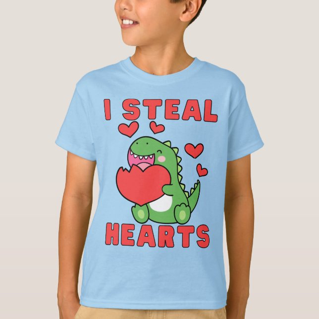 I Steal Hearts, Cute, Boys/Girls Valentines T-Shirt (Front)
