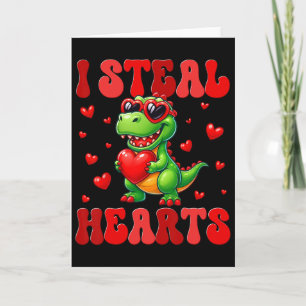 I Steal Hearts Cute Dinosaur Heart Valentine Toddl Card