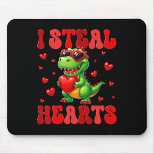 I Steal Hearts Cute Dinosaur Heart Valentine Toddl Mouse Pad