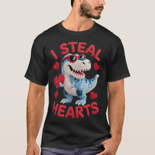 I Steal Hearts Cute Dinosaur Outfit For Kids Valen T-Shirt