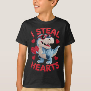 I Steal Hearts Cute Dinosaur Outfit For Kids Valen T-Shirt