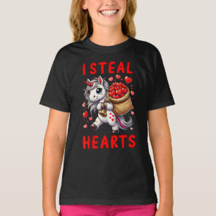 I Steal Hearts Cute Unicorn Valentines Day T-Shirt
