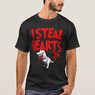 I Steal Hearts Dino T-rex Valentines Day Children  T-Shirt