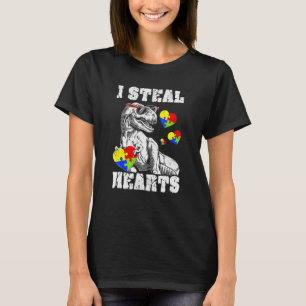 I Steal Hearts Dino Trex Autism Awareness Toddler  T-Shirt