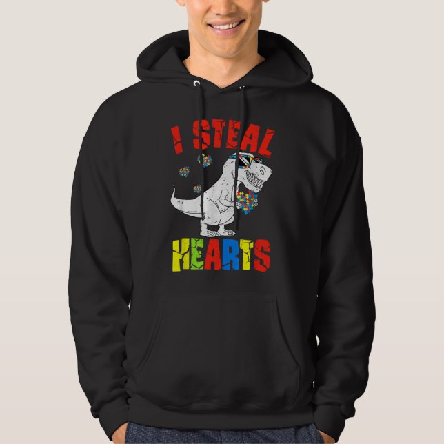 I Steal Hearts Dinosaur Autism Awareness Toddler B Hoodie (Front)