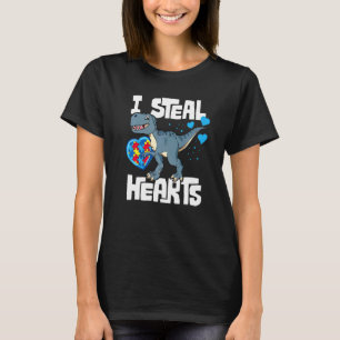 I Steal Hearts Dinosaur Autism Awareness Valentine T-Shirt