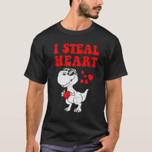 I Steal Hearts Dinosaur Dino Rex Valentines Day Bo T-Shirt