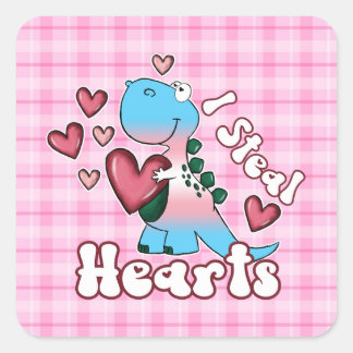 I Steal Hearts, Dinosaur in Transgender Flag Colou Square Sticker