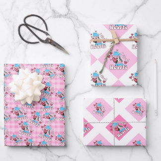 I Steal Hearts, Dinosaur in Transgender Flag Colou Wrapping Paper Sheet