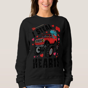 I Steal Hearts Dinosaur Monster Truck Valentine's Sweatshirt