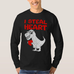 I Steal Hearts Dinosaur Rex Valentines Day Boys Ki T-Shirt