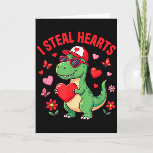 I Steal Hearts Dinosaur Trex Dino Love Valentines  Card