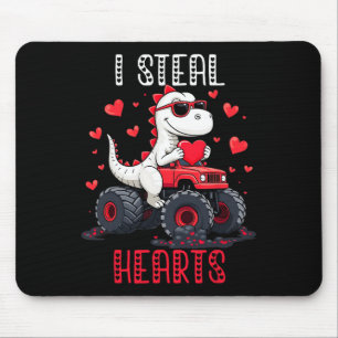 I Steal Hearts Dinosaur Truck Valentine Mouse Pad