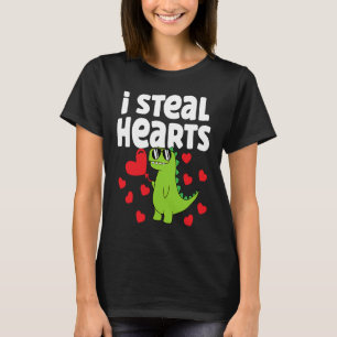I Steal Hearts Dinosaur Valentines Day For Baby Bo T-Shirt