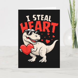 I Steal Hearts Dinosaur Valentines For Boys Girls  Card