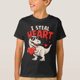 I Steal Hearts Dinosaur Valentines For Boys Girls  T-Shirt