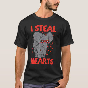 I Steal Hearts Elephant Dad Mum Kid Animal Lover V T-Shirt