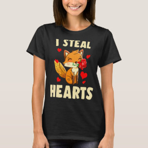 I Steal Hearts Fox Animal Valentines Day Kids Boys T-Shirt