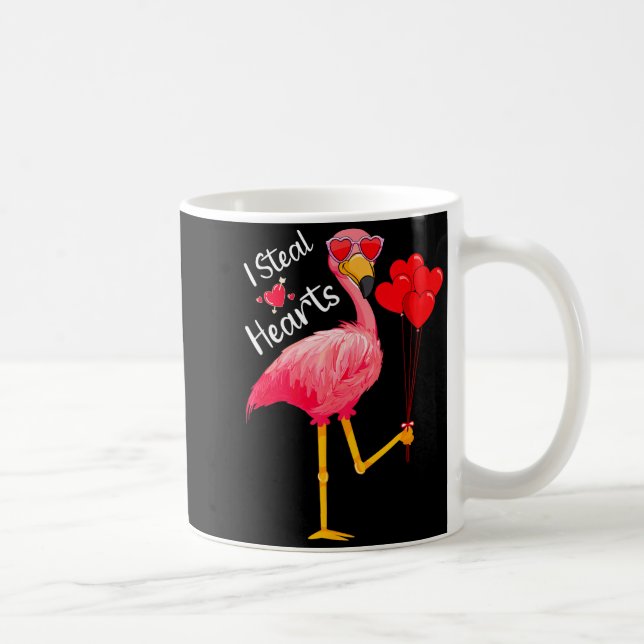 I Steal Hearts Funny Flamingo Lover Valentine's Da Coffee Mug (Right)