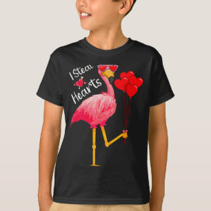 I Steal Hearts Funny Flamingo Lover Valentine's Da T-Shirt