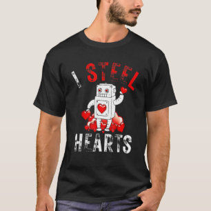 I Steal Hearts  Funny Robot Play on Words  Valenti T-Shirt