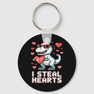 I Steal Hearts Funny T Rex Dinosaur Valentine  Key Ring