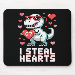 I Steal Hearts Funny T Rex Dinosaur Valentine  Mouse Pad