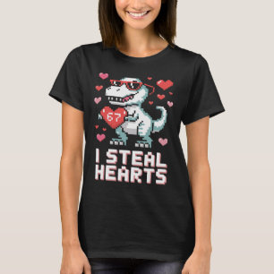 I Steal Hearts Funny T Rex Dinosaur Valentine  T-Shirt