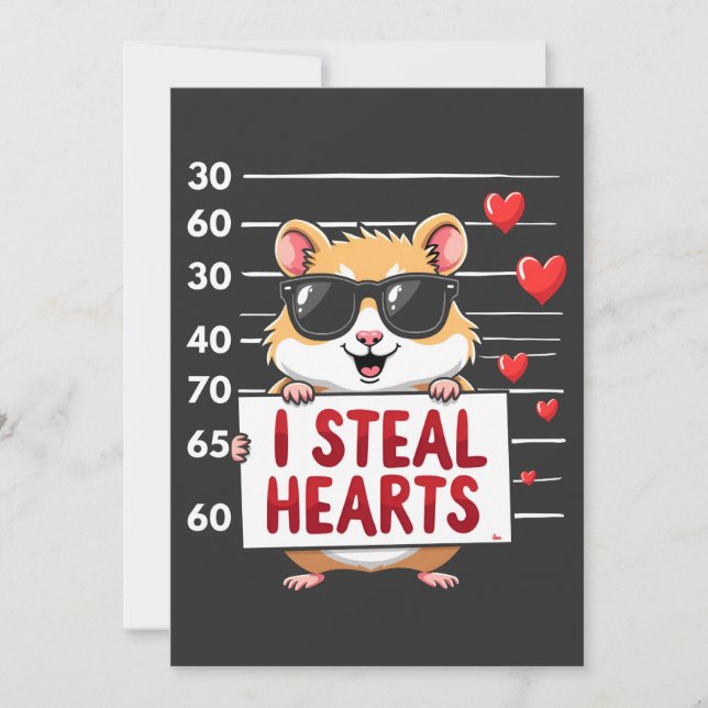 I Steal Hearts Hamster Lover Valentine Day  Holiday Card (Front)