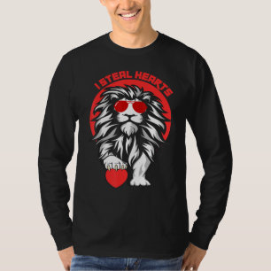 I Steal Hearts Lion Valentines Day Zoo Animal Wild T-Shirt